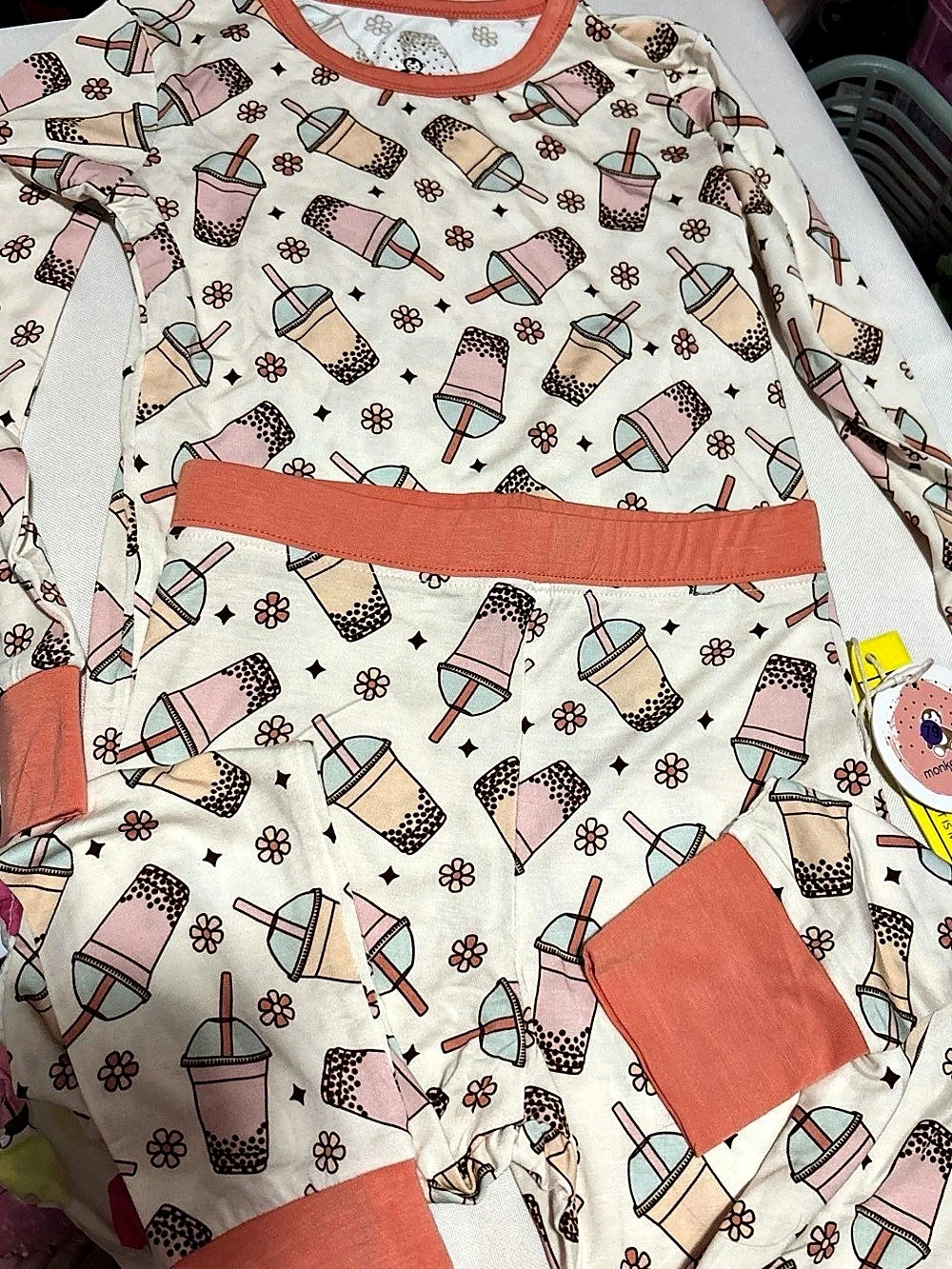 Monkeeroos Girls Pajama Set Pink & Blue Size 6Y NWT